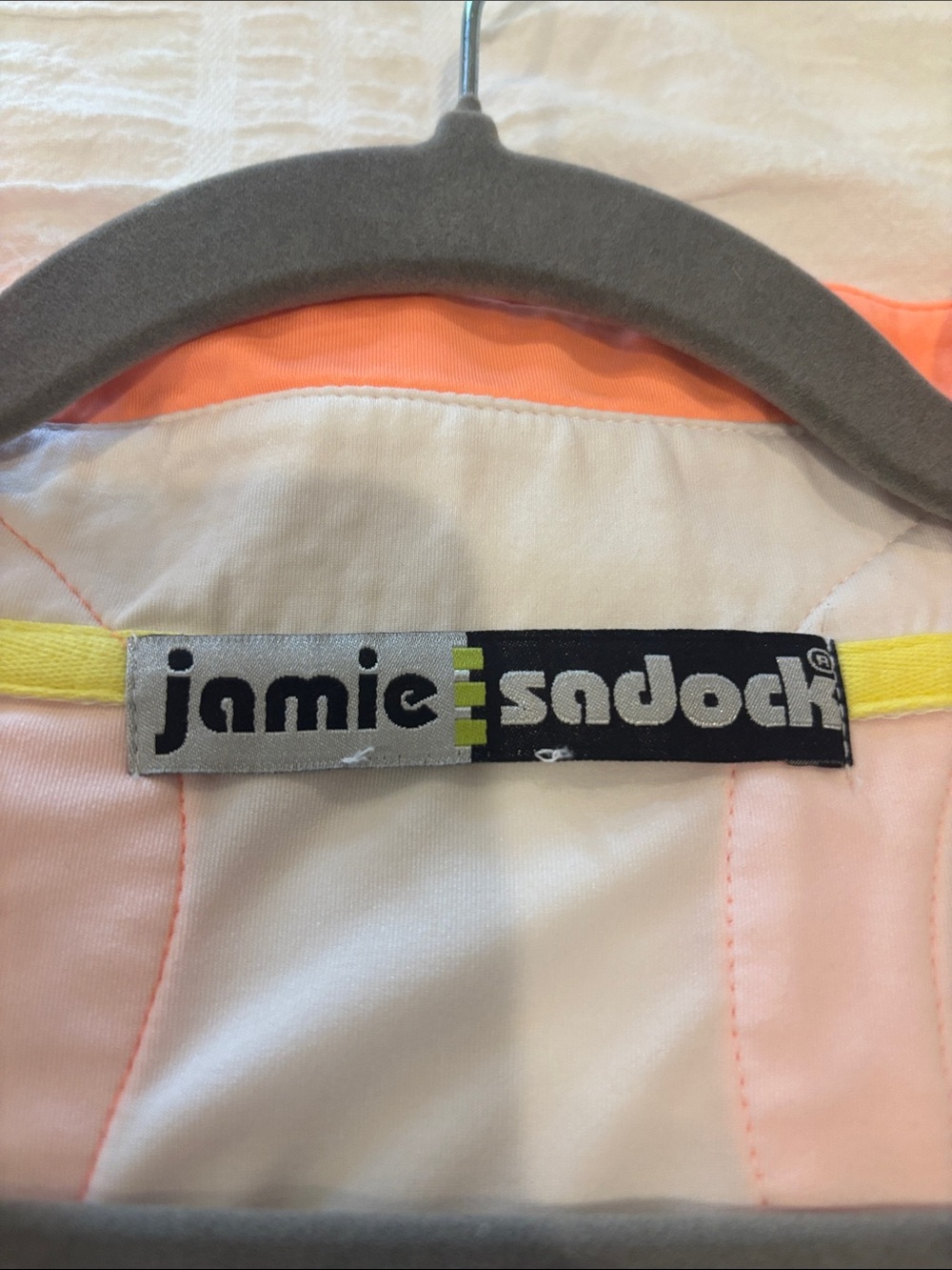 Jamie Sadock White Long Sleeve Half-Zip Top with Neon Orange Accents - Picture 5 of 5